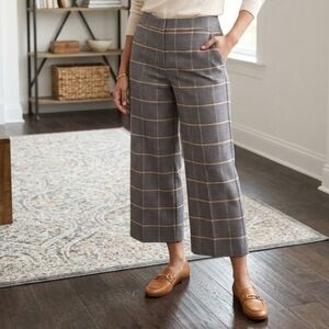 Ann Taylor Black  and Yellow Checkered Wide-Leg Pants High Rise Size 16P